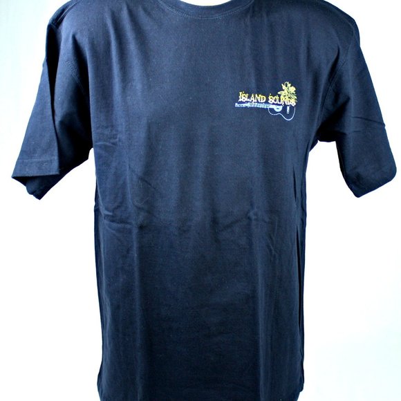 Men's T Shirt Island Sounds Graphic Tropical Print Short Sleeve New Navy Blue - Picture 3 of 5
